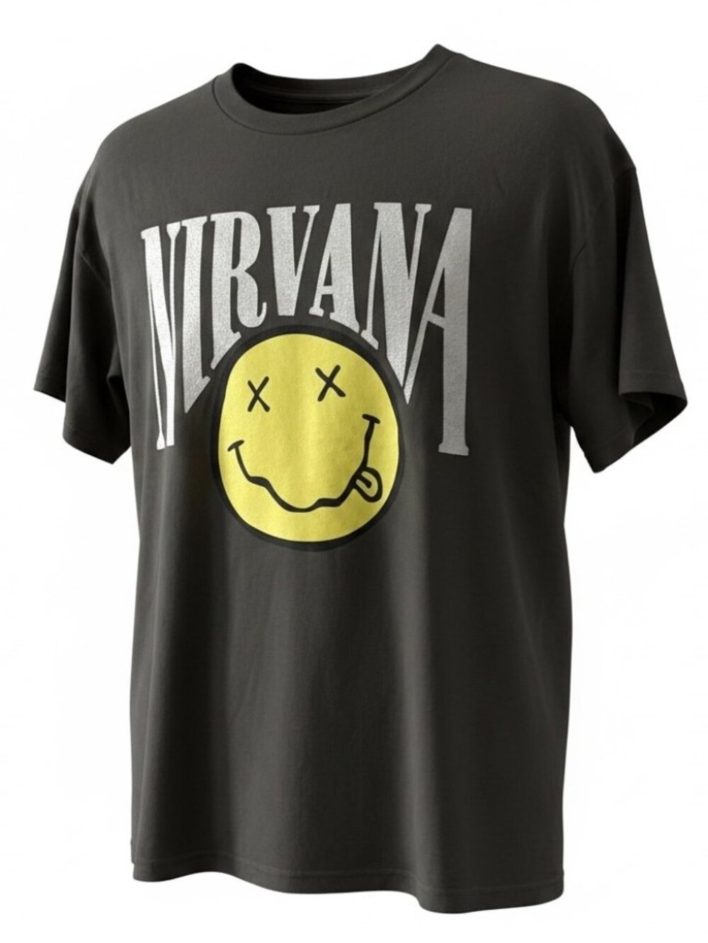 Nirvana Gray Smiley Face X Eye Unisex Logo Band T-Shirt - Size L